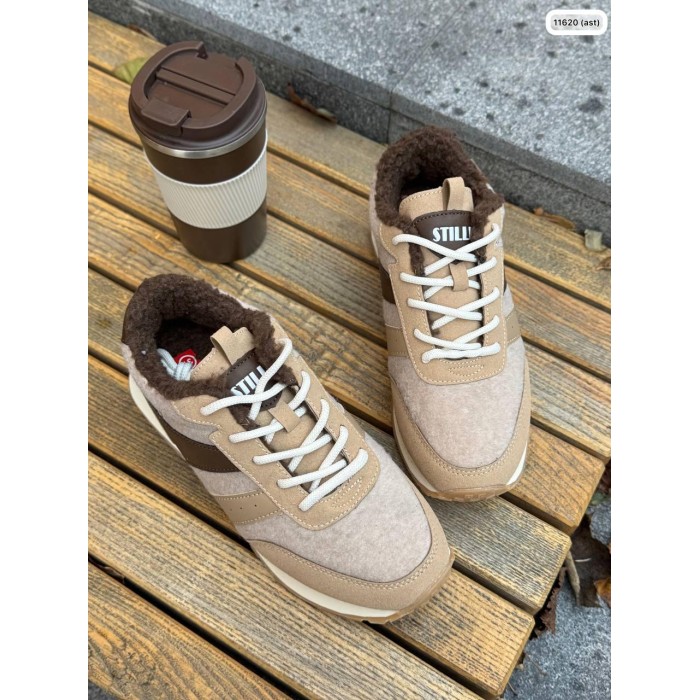 Кросівки жіночі з натуральної шкіри/повсть колір: бежево/коричневі 36,37,38р