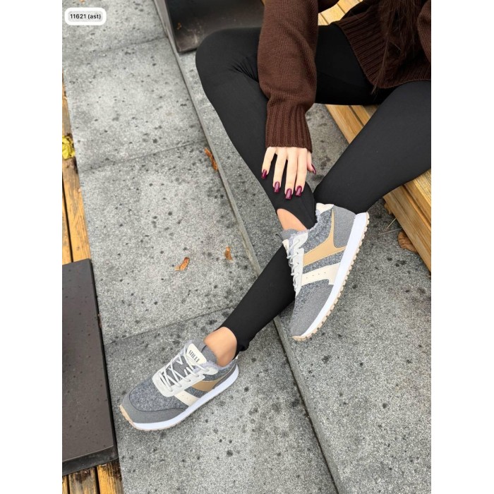 Кросівки жіночі з натуральної шкіри/повсть колір: сіро/бежевий 36,37,40р