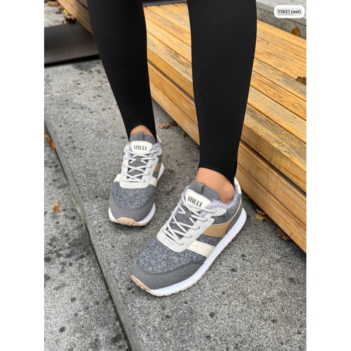 Кросівки жіночі з натуральної шкіри/повсть колір: сіро/бежевий 36,37,40р