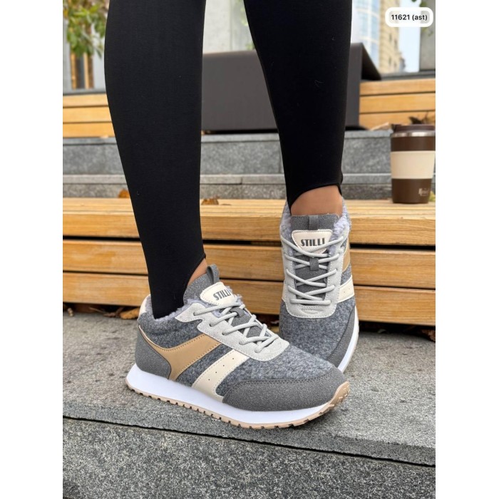 Кросівки жіночі з натуральної шкіри/повсть колір: сіро/бежевий 36,37,40р