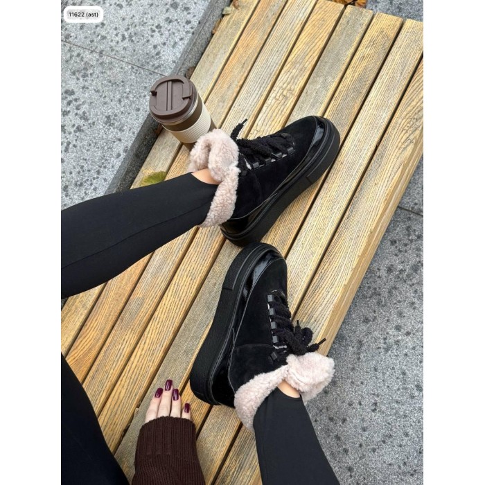 Ботинки женские комбинированные натуральная кожа/замша черные зима 36,37р.