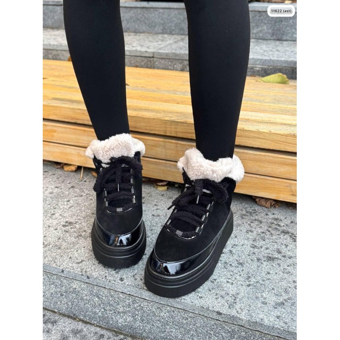 Ботинки женские комбинированные натуральная кожа/замша черные зима 36,37р.