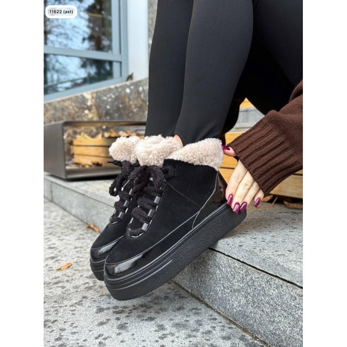 Ботинки женские комбинированные натуральная кожа/замша черные зима 36,37р.