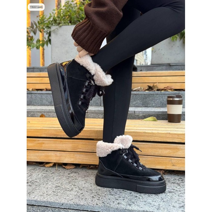 Ботинки женские комбинированные натуральная кожа/замша черные зима 36,37р.