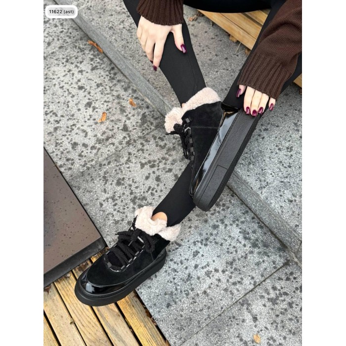 Ботинки женские комбинированные натуральная кожа/замша черные зима 36,37р.