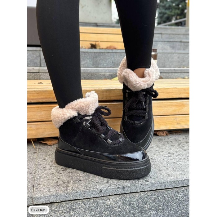 Ботинки женские комбинированные натуральная кожа/замша черные зима 36,37р.