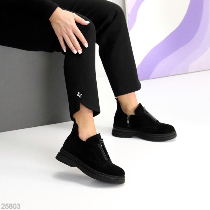 Черевики жіночі натуральна замша чорні зима 36р