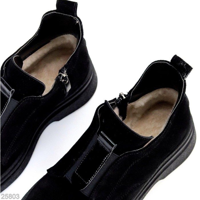 Черевики жіночі натуральна замша чорні зима 36р