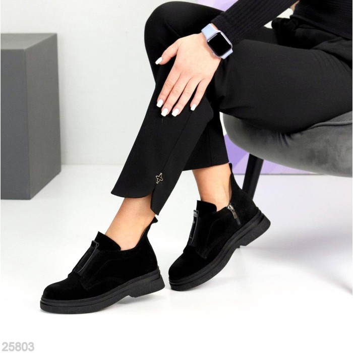 Черевики жіночі натуральна замша чорні зима 36р