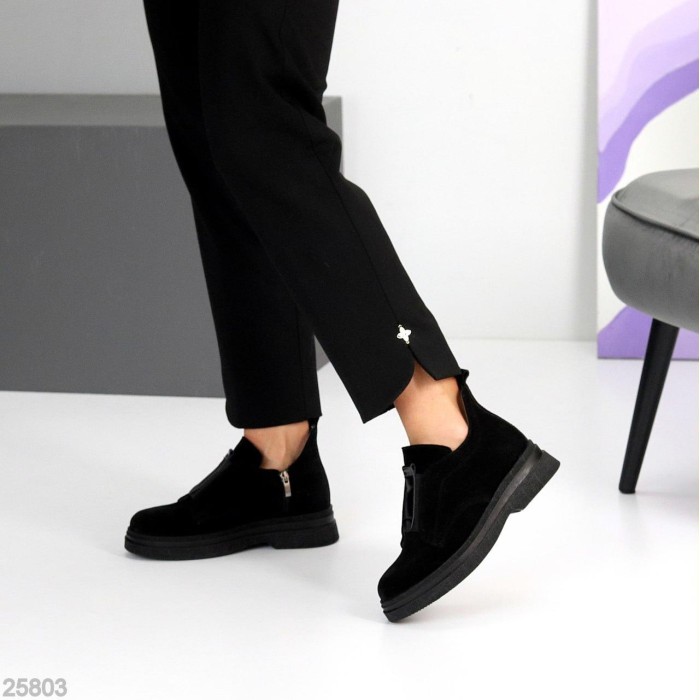 Черевики жіночі натуральна замша чорні зима 36р