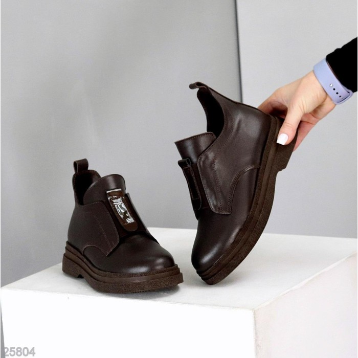 Черевики жіночі натуральна шкіра колір-шоколад зима 36р