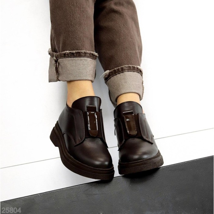 Черевики жіночі натуральна шкіра колір-шоколад зима 36р