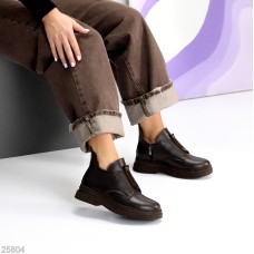 Черевики жіночі натуральна шкіра колір-шоколад зима 36р