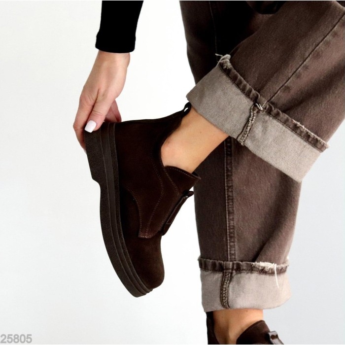 Черевики жіночі натуральна замша колір-шоколад зима 36р