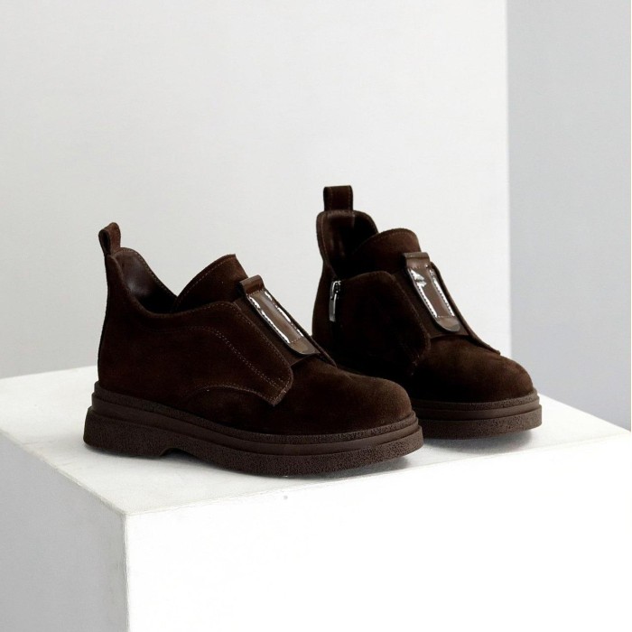 Черевики жіночі натуральна замша колір-шоколад зима 36р