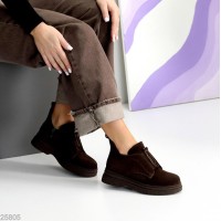 Ботинки женские натуральная замша цвет-шоколад зима 36р