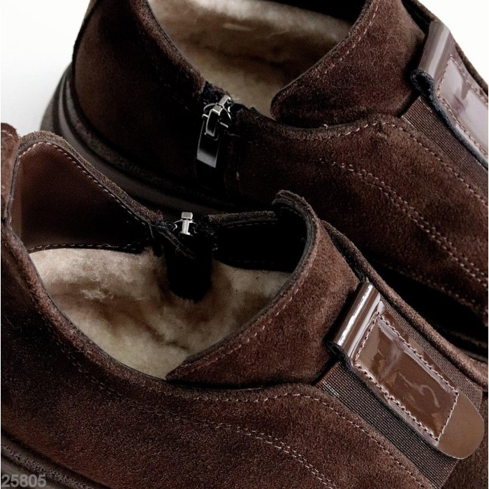 Черевики жіночі натуральна замша колір-шоколад зима 36р