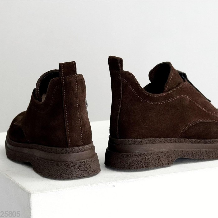 Черевики жіночі натуральна замша колір-шоколад зима 36р