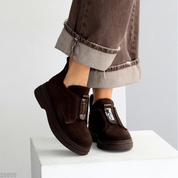 Черевики жіночі натуральна замша колір-шоколад зима 36р