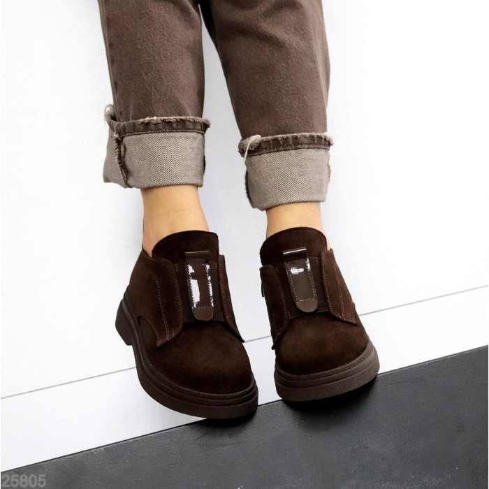 Черевики жіночі натуральна замша колір-шоколад зима 36р