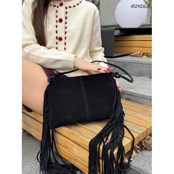 Сумка жіноча натуральна замша.Чорна