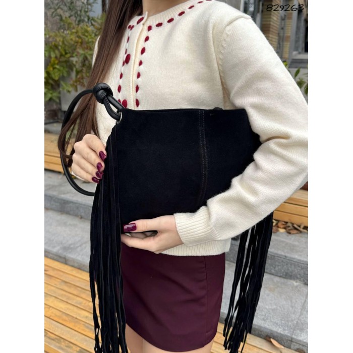 Сумка жіноча натуральна замша.Чорна