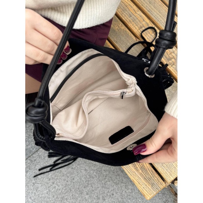 Сумка жіноча натуральна замша.Чорна