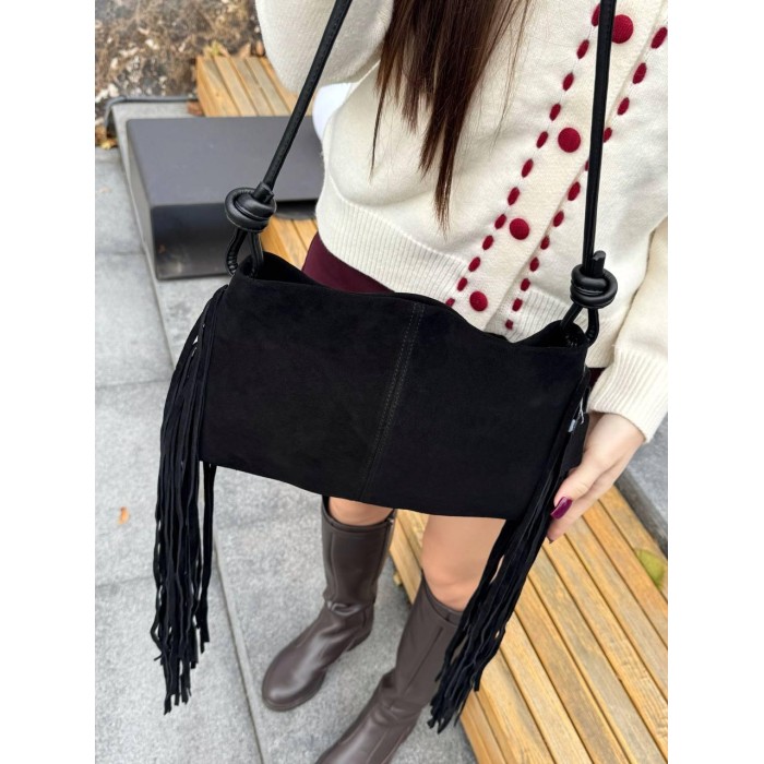 Сумка жіноча натуральна замша.Чорна