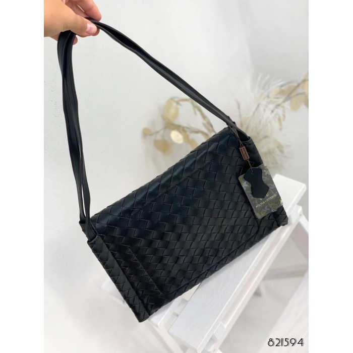 Сумка жіноча Боттега з натуральної шкіри Чорна.