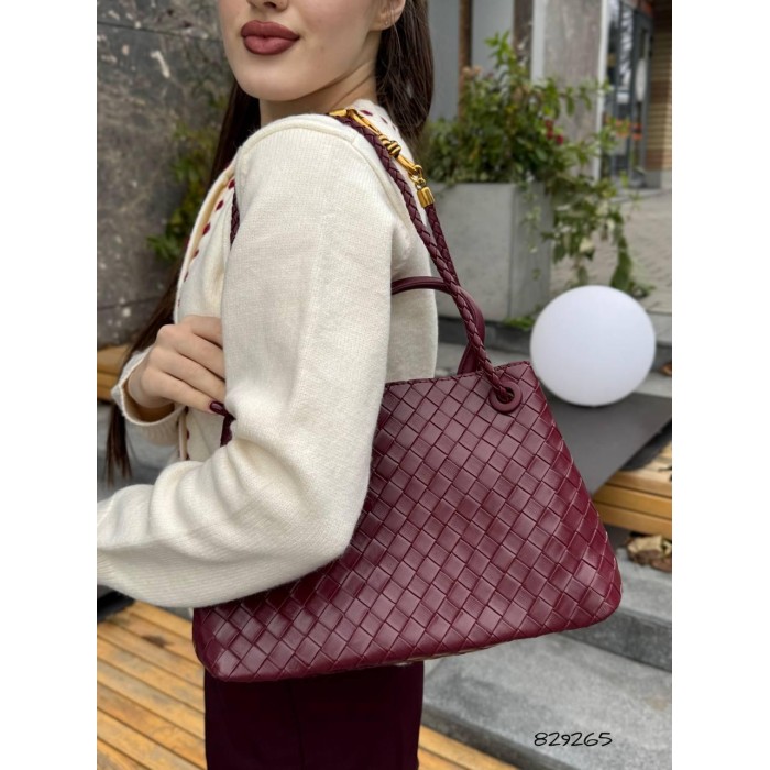 Сумка жіноча Боттега 2 відділення екошкіра колір: Чорний, Кемел, Вишня