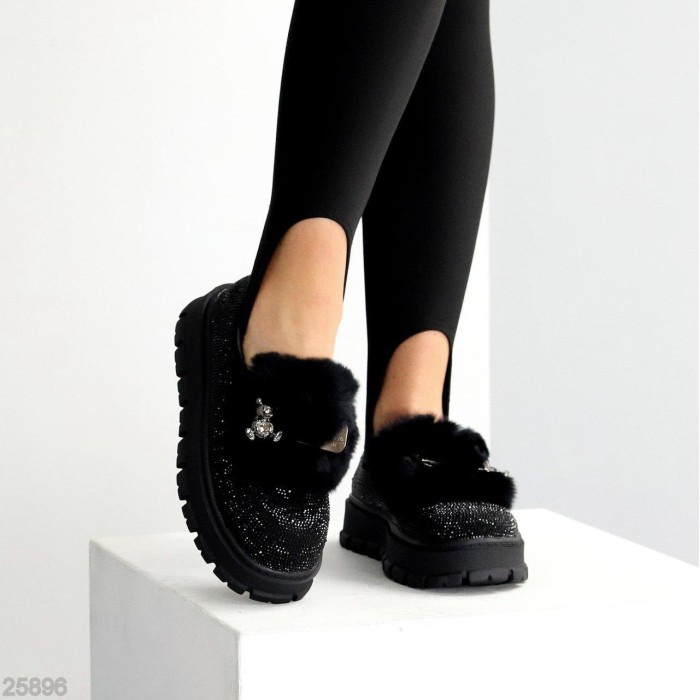 Кроссовки/автоледи женские эко-замша цвет-черный еврозима на 35.5р.