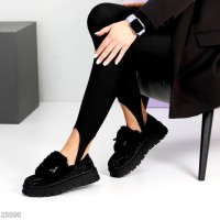 Кросівки/автоледі жіночі еко-замша колір-чорний єврозима на 35.5р.