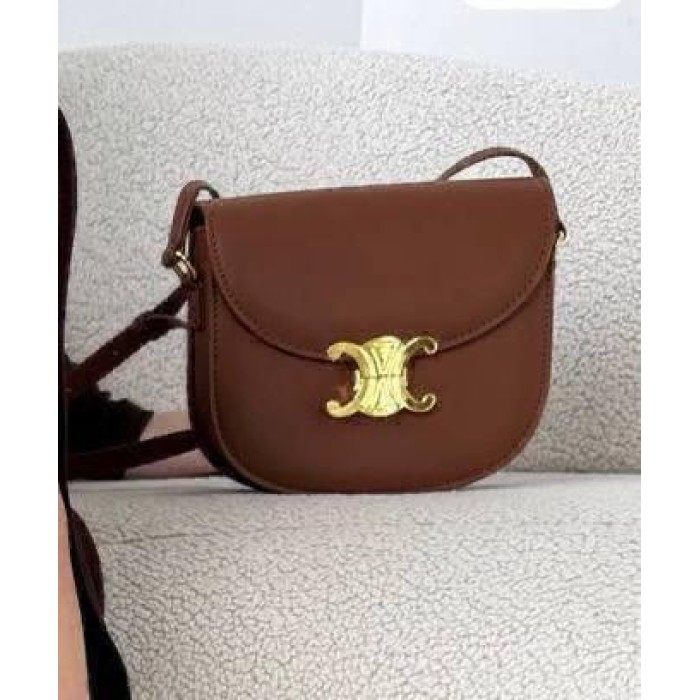 Сумка жіноча Селін полу кругла натуральна шкіра Кемел