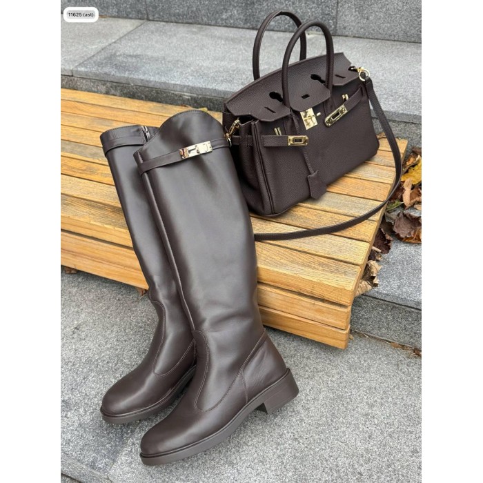 Чоботи жіночі демі натуральна кожа колір: коричневий 41р