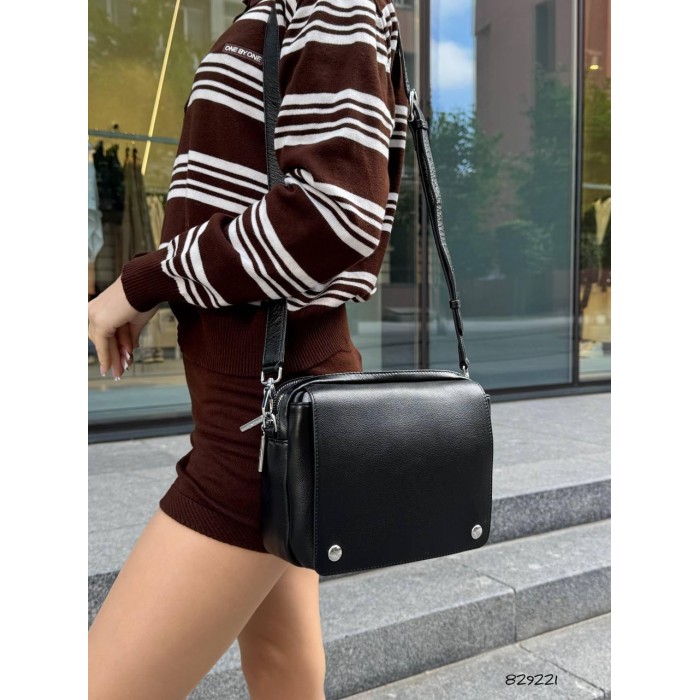 Сумка жіноча Polina перекид з натуральної шкіра Чорна, Капучино, Шоколад, Біла