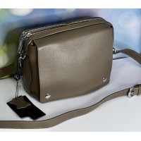 Сумка женская Polina перекид натуральная кожа Чёрная Капучино