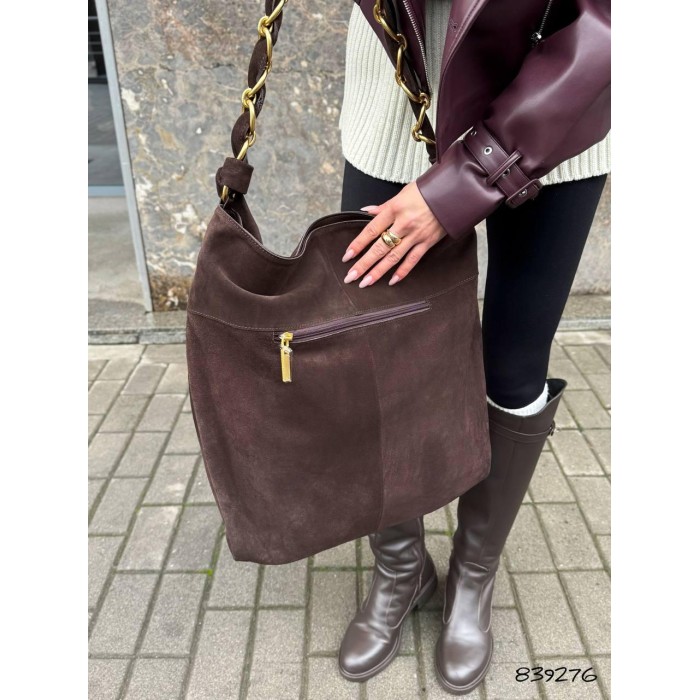 Сумка жіноча Polina з натуральної замші колір: Шоколад