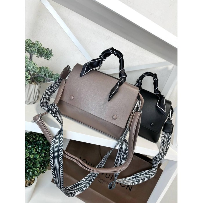 Сумка жіноча з екошкіри люкс колір: Чорний, Капучино Капучіно