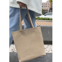 Сумка женская шопер натуральная кожа лак канадка  Беж светлый