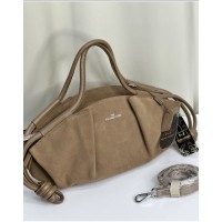 Сумка жіноча натуральна шкіра  канадка Червона лак Капучино замша