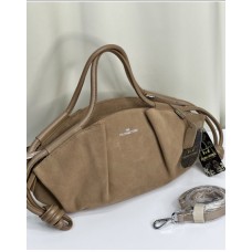 Сумка жіноча натуральна шкіра  канадка Червона лак Капучино замша