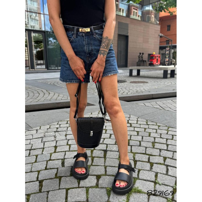 Сумка жіноча мішечок екошкіра люк комбінована колір: білий/ шоколадний, Чорний Чорний