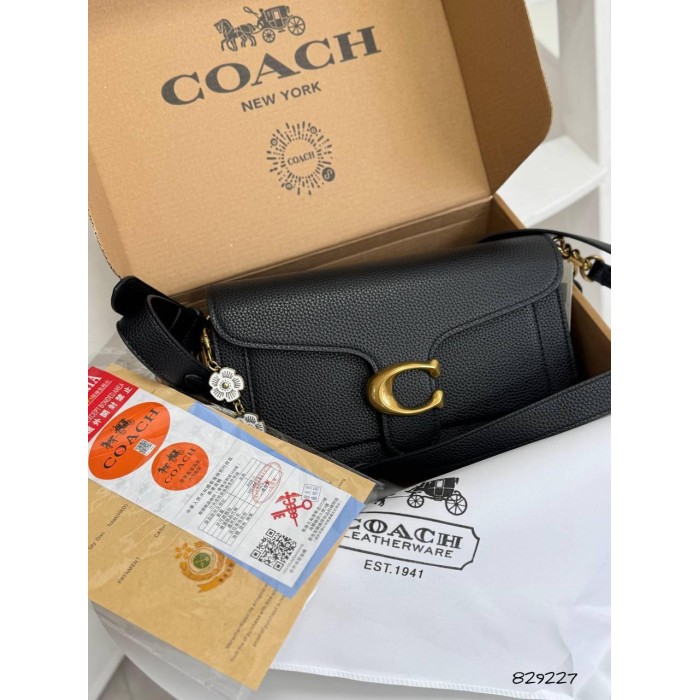 Сумка жіноча Coach 2 відділиз натуральної люкс шкіри Кемел, Капучино, Чорна