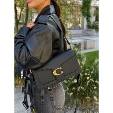 Сумка жіноча Coach 2 відділиз натуральної люкс шкіри Кемел, Капучино, Чорна Чорний