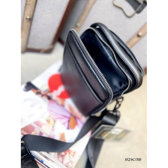 Чоловіча сумка з ручкою натуральна преміум  шкіра Чорна