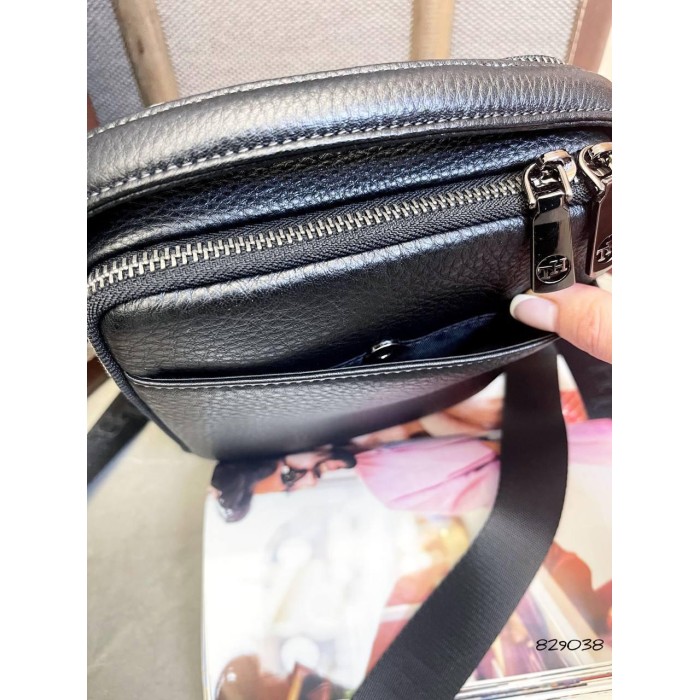 Чоловіча сумка з ручкою натуральна преміум  шкіра Чорна