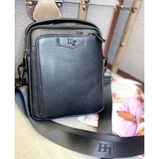 Чоловіча сумка з ручкою натуральна преміум  шкіра Чорна