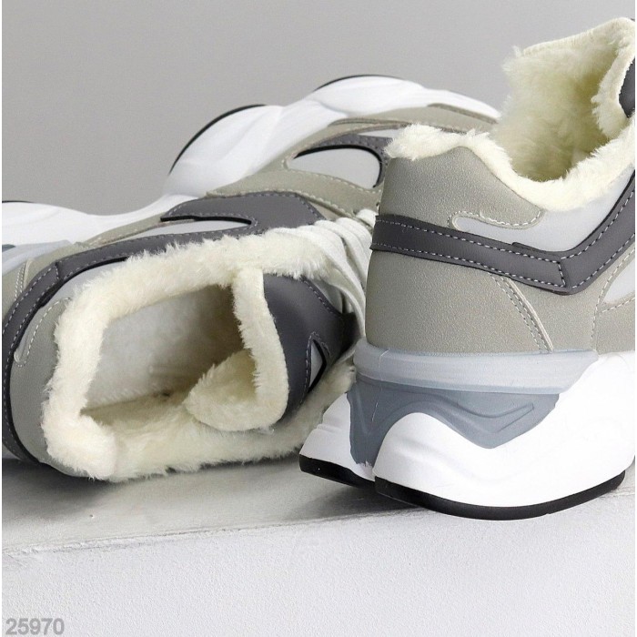 Кроссівки жіночи еко-замша сірі на 35.5р