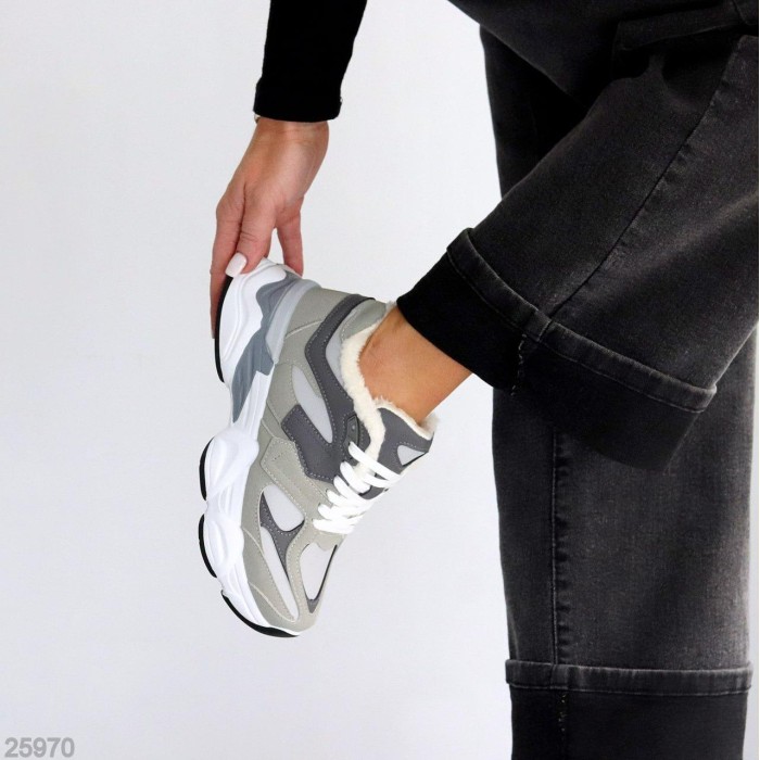 Кроссівки жіночи еко-замша сірі на 35.5р