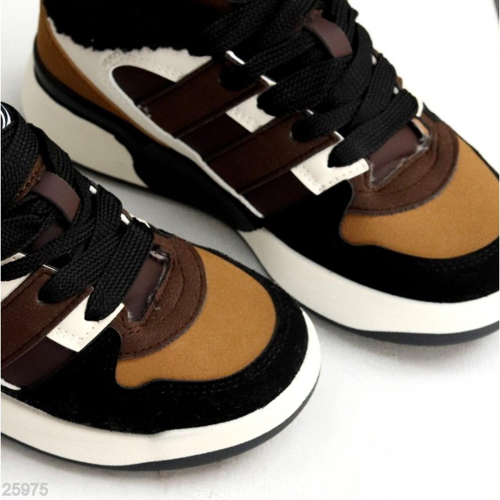 Кросівки жіночі еко-шкіра/еко-замша чорні зима на 35р